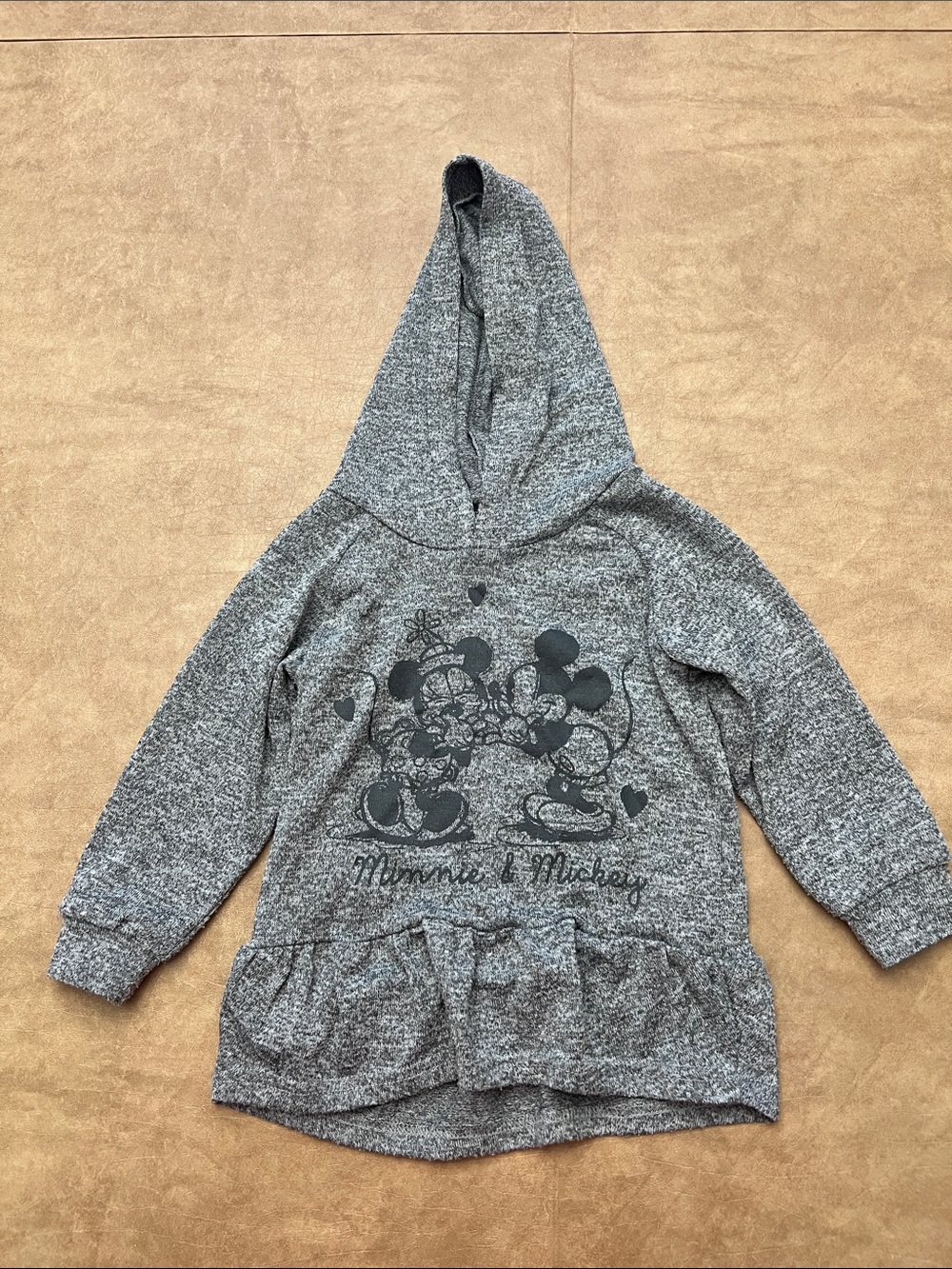 Disney Mickey & Minnie Mouse Hoodie Gray Black Girls 4T